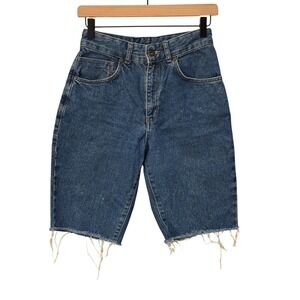 Ragged Priest Jorts Denim Shorts High Waist Distressed Raw Hem Blue Size 28